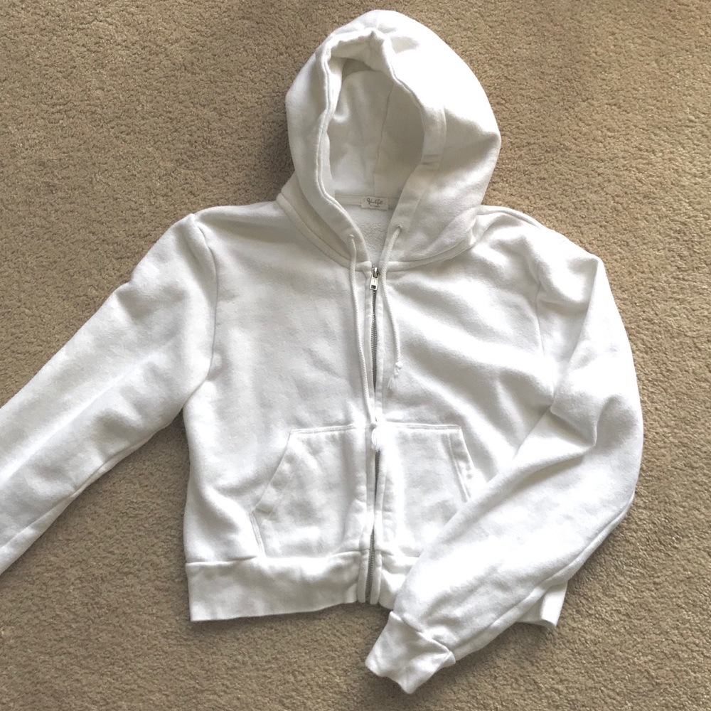 Cropped White Crystal Hoodie